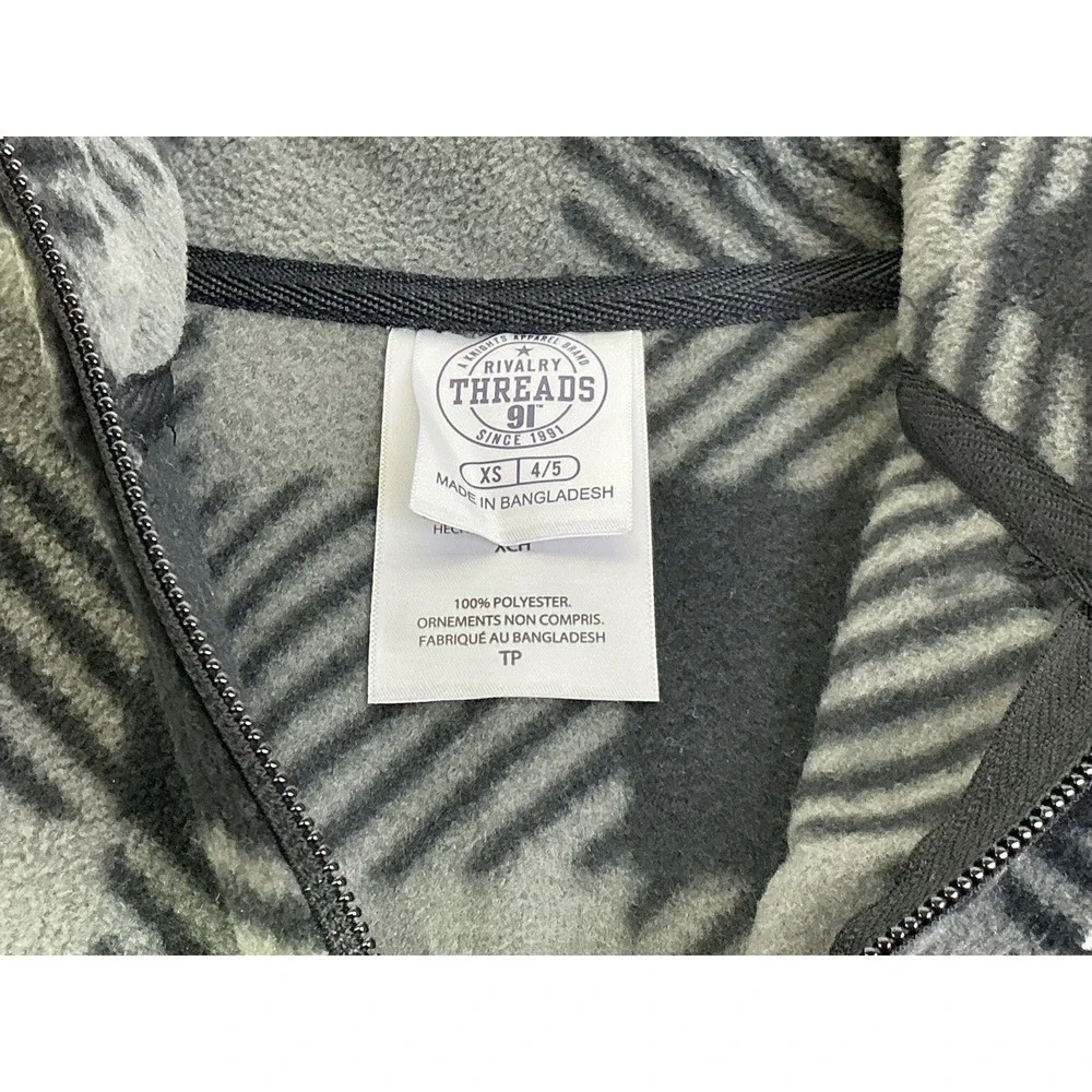 Rivalry Threads Kids Fleece Jacket Buffalo Plaid‎ Logo Zip Up Outerwear XS